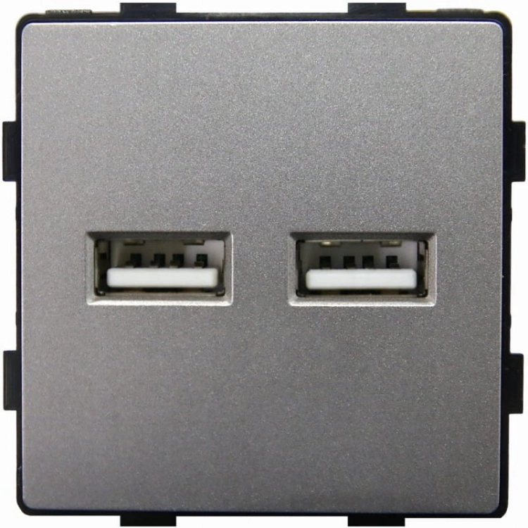 Moduł Podwójna Ładowarka USB Typ A+A 3.1A Szara do Ramek