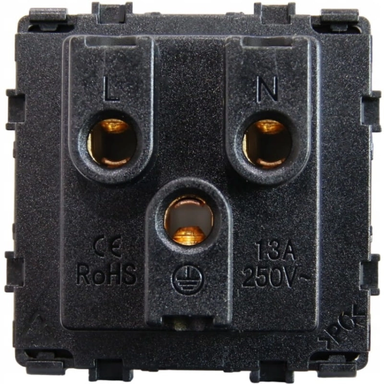 Moduł Gniazdo Uniwersalne PL UK US EU Elektryczne Czarne do Ramek