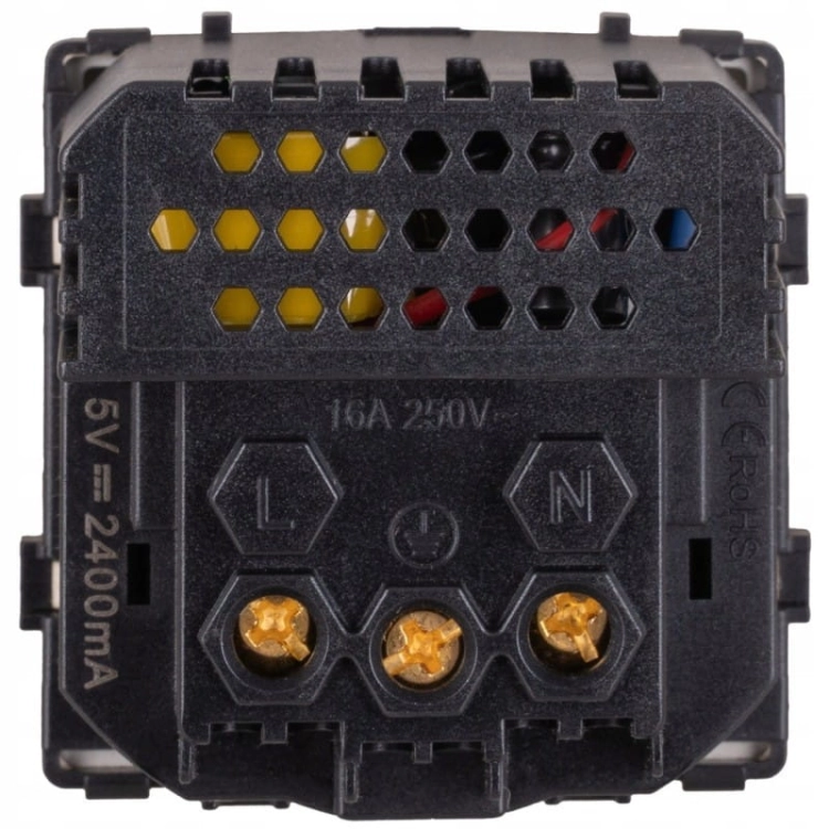 Moduł Gniazdo z Bolcem + Podwójna Ładowarka USB typ A+C 20W Złota do Ramek