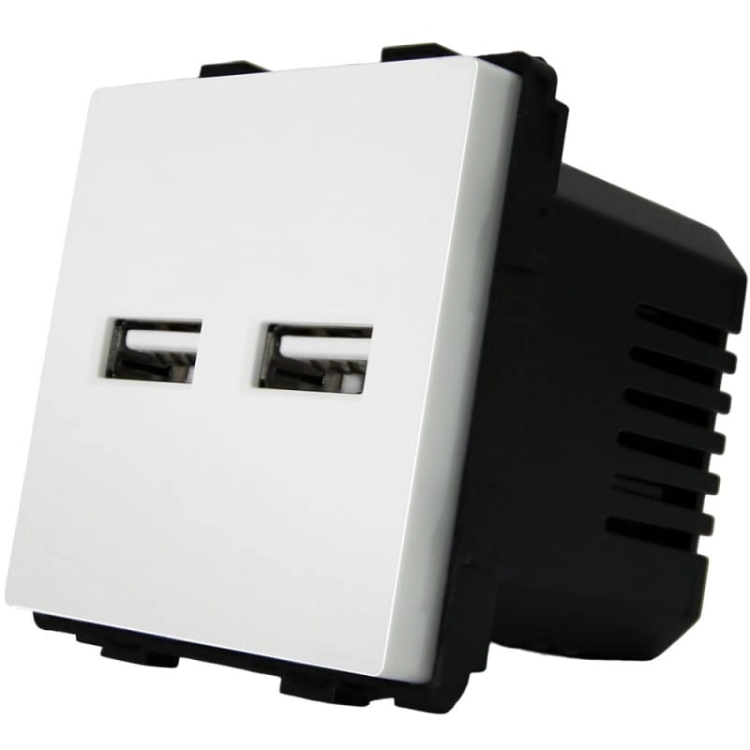 Gniazdo Białe Podwójna Ładowarka USB 3.1A Typ A+A Zestaw z Ramką PCV