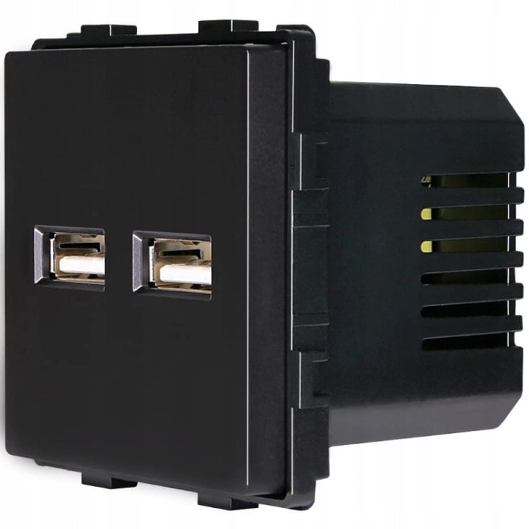 Gniazdo Gniazdko Czarne Podwójna Ładowarka USB Zestaw z Ramką PCV