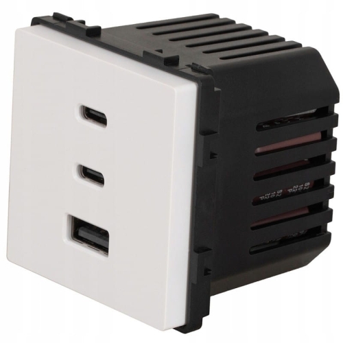 Moduł Gniazdo Potrójna Ładowarka Biała USB 65W A+C+C do Ramek