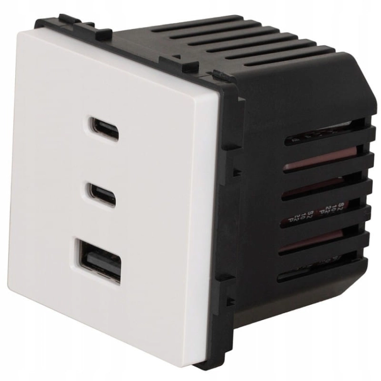 Moduł Gniazdo Potrójna Ładowarka Biała USB 65W A+C+C do Ramek