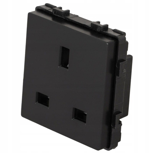 Moduł Gniazdo Brytyjskie UK IRL Elektryczne Czarne do Ramek