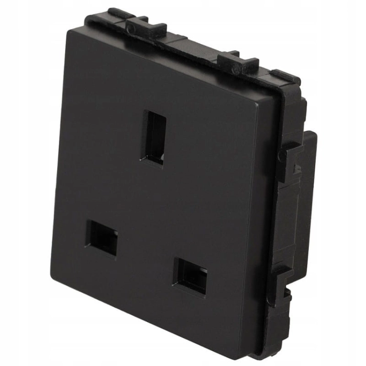 Moduł Gniazdo Brytyjskie UK IRL Elektryczne Czarne do Ramek