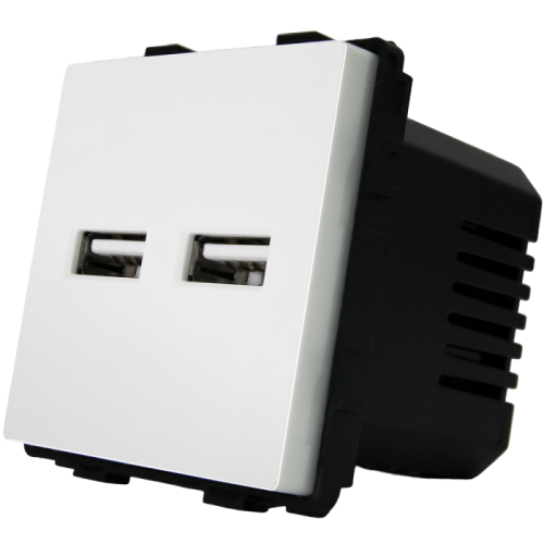 Moduł Podwójna Ładowarka USB Typ A+A 3.1A Biała do Ramek MIUUN