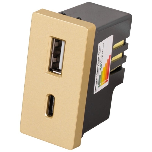 Moduł Szybka Podwójna Ładowarka USB Typ A+C 20 Wat Złota do Ramek