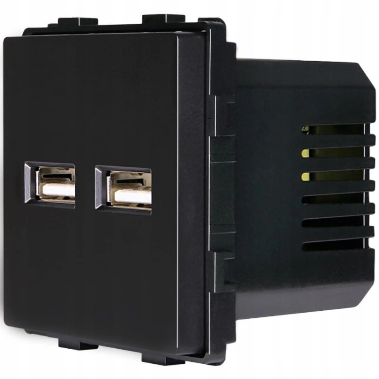 Moduł Podwójna Ładowarka USB Typ A+A 3.1A Czarna do Ramek MIUUN