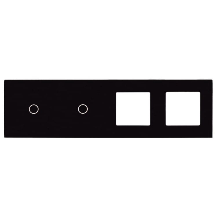 Ramka Panel Dotykowy Poczwórny 1+1+S+S Szklany Czarny