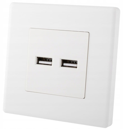 Gniazdo Białe Podwójna Ładowarka USB 3.1A Typ A+A Zestaw z Ramką PCV