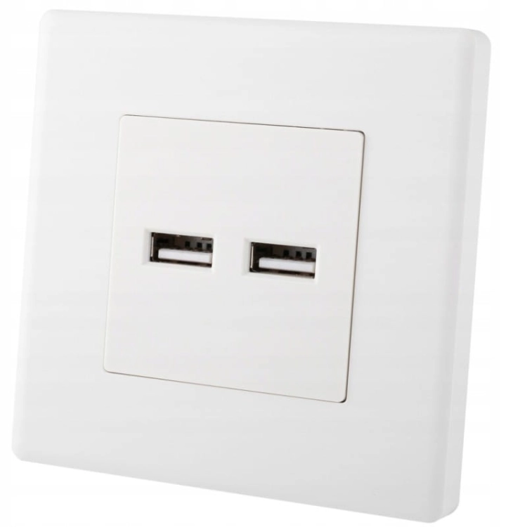 Gniazdo Białe Podwójna Ładowarka USB 3.1A Typ A+A Zestaw z Ramką PCV