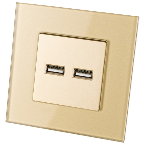 Podwójna Ładowarka USB 3.1A Typ A+A Szklana Złota