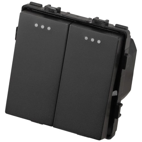 Moduł Włącznik Łącznik Krzyżowy Podwójny Czarny do Ramek