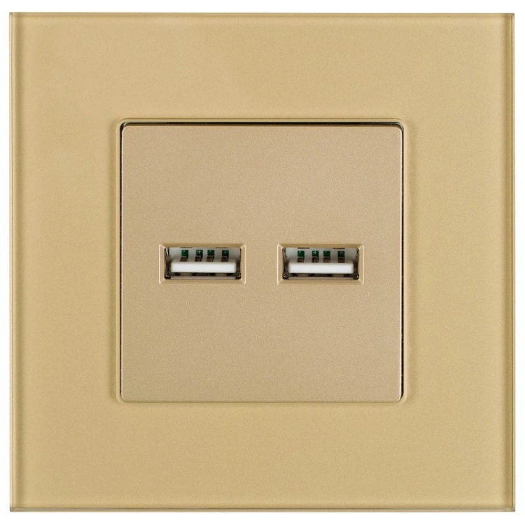 Podwójna Ładowarka USB 3.1A Typ A+A Szklana Złota