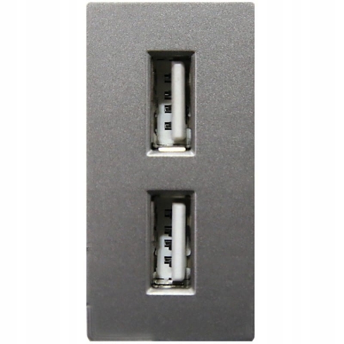Moduł Podwójna Ładowarka USB Typ A+A 2.4A Szara do Ramek