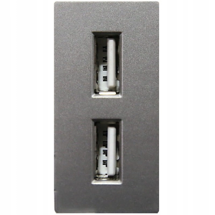 Moduł Podwójna Ładowarka USB Typ A+A 2.4A Szara do Ramek