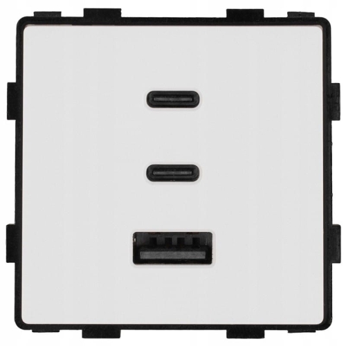 Moduł Gniazdo Potrójna Ładowarka Biała USB 65W A+C+C do Ramek