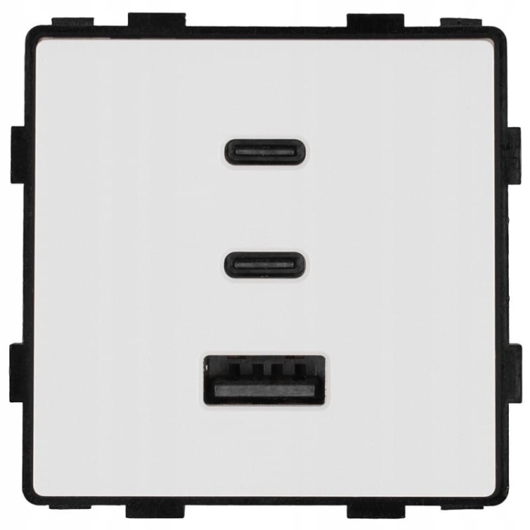 Moduł Gniazdo Potrójna Ładowarka Biała USB 65W A+C+C do Ramek