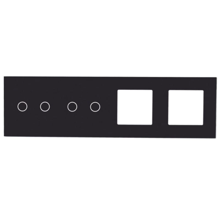 Ramka Panel Dotykowy Poczwórny 2+2+S+S Szklany Czarny