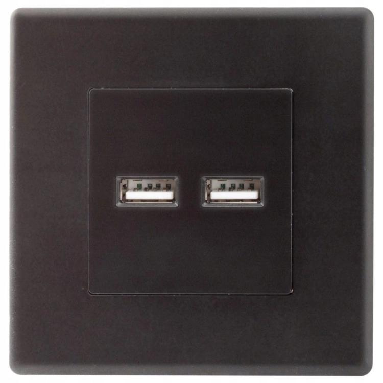 Gniazdo Gniazdko Czarne Podwójna Ładowarka USB Zestaw z Ramką PCV