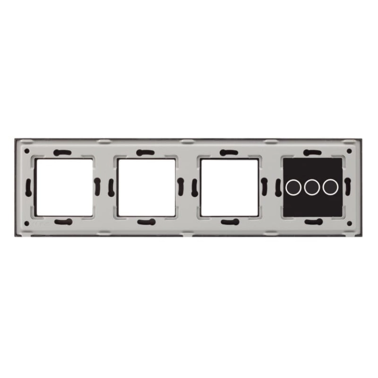 Ramka Panel Dotykowy Poczwórny 3+S+S+S Szklany Czarny