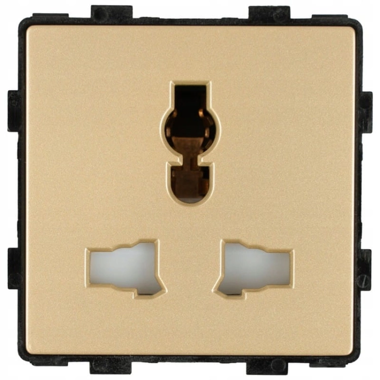 Moduł Gniazdo Uniwersalne PL UK US EU Elektryczne Złote do Ramek