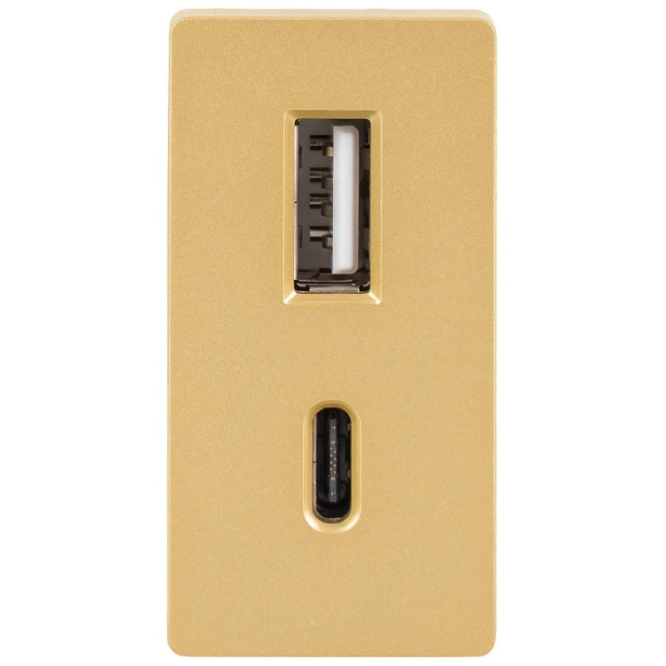 Moduł Szybka Podwójna Ładowarka USB Typ A+C 20 Wat Złota do Ramek